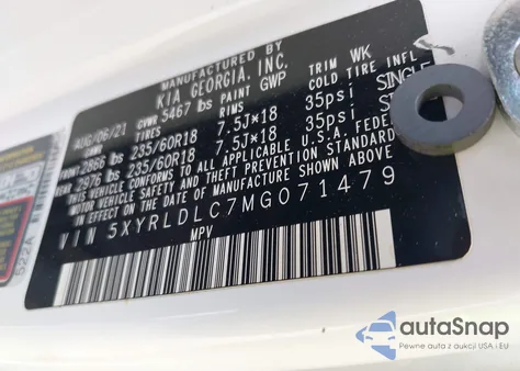 2021 Kia Sorento S z USA, uszkodzony, nr VIN 5XYRLDLC7MG071479